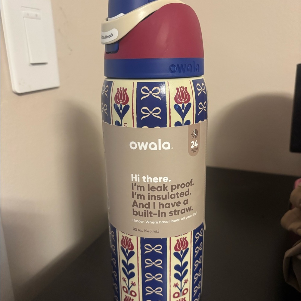 Owala Blue and Red Insulated Water Bottle